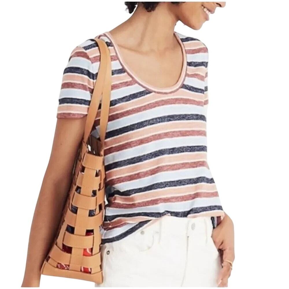 Madewell Alto Scoop Neck Colborne Striped Short Sleeve Tee Shirt Size L